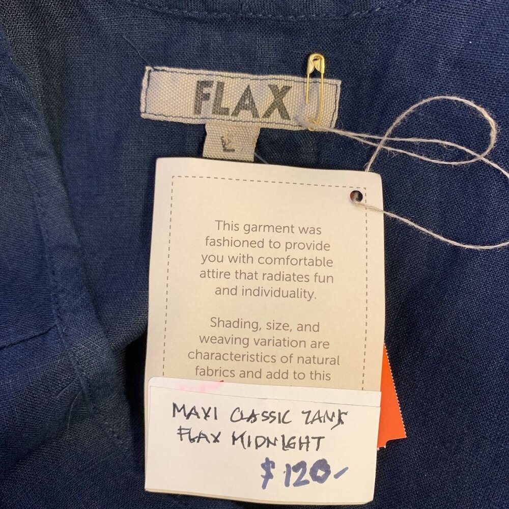 NWT Flax Womens Midnight Blue Classic Tank Maxi Linen Dress Size Large - Picture 4 of 7